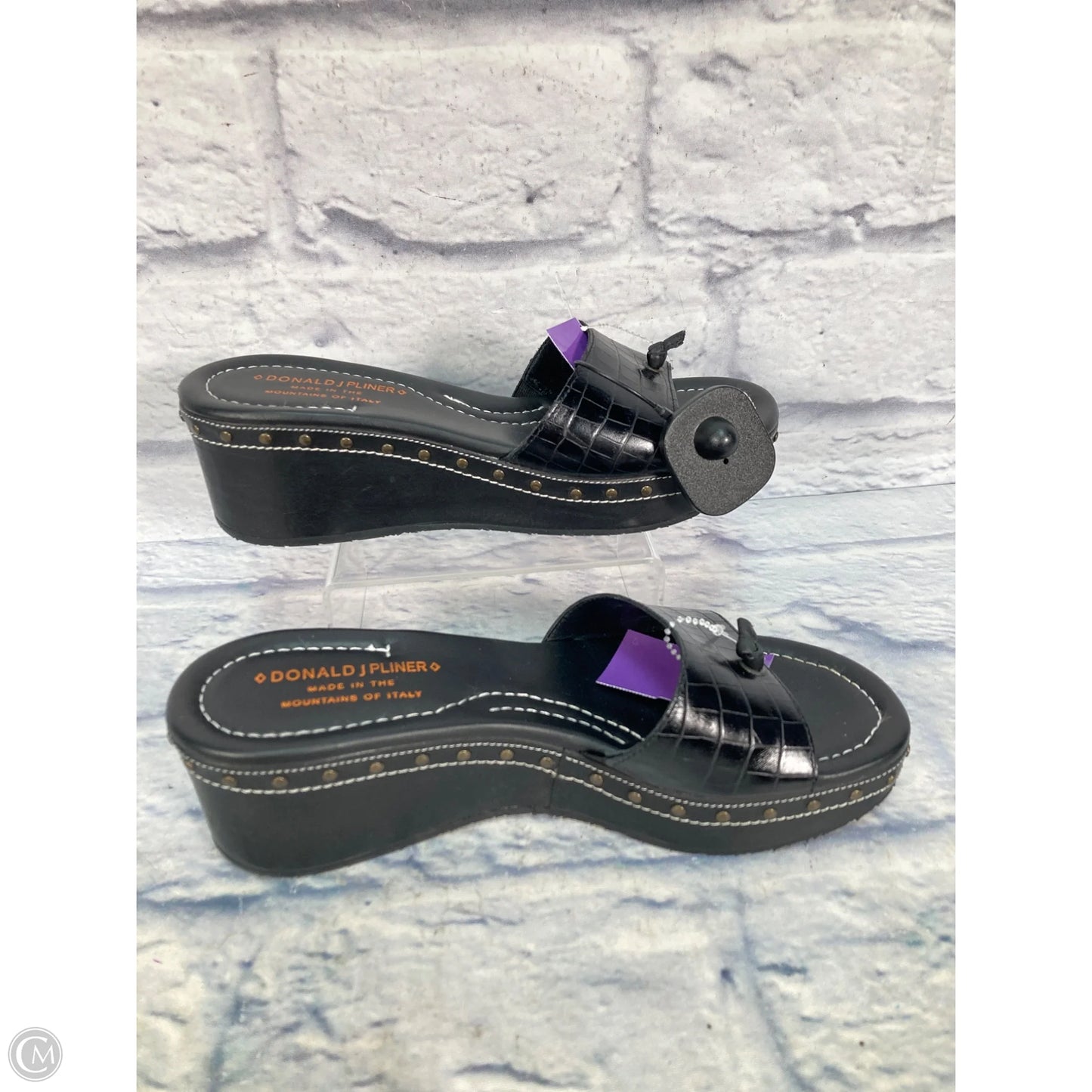 Sandals Heels Wedge By Donald Pliner In Black, Size: 7.5