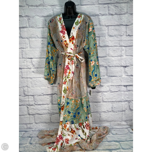 Kimono By Anthropologie In Green & Pink, Size: Osfm