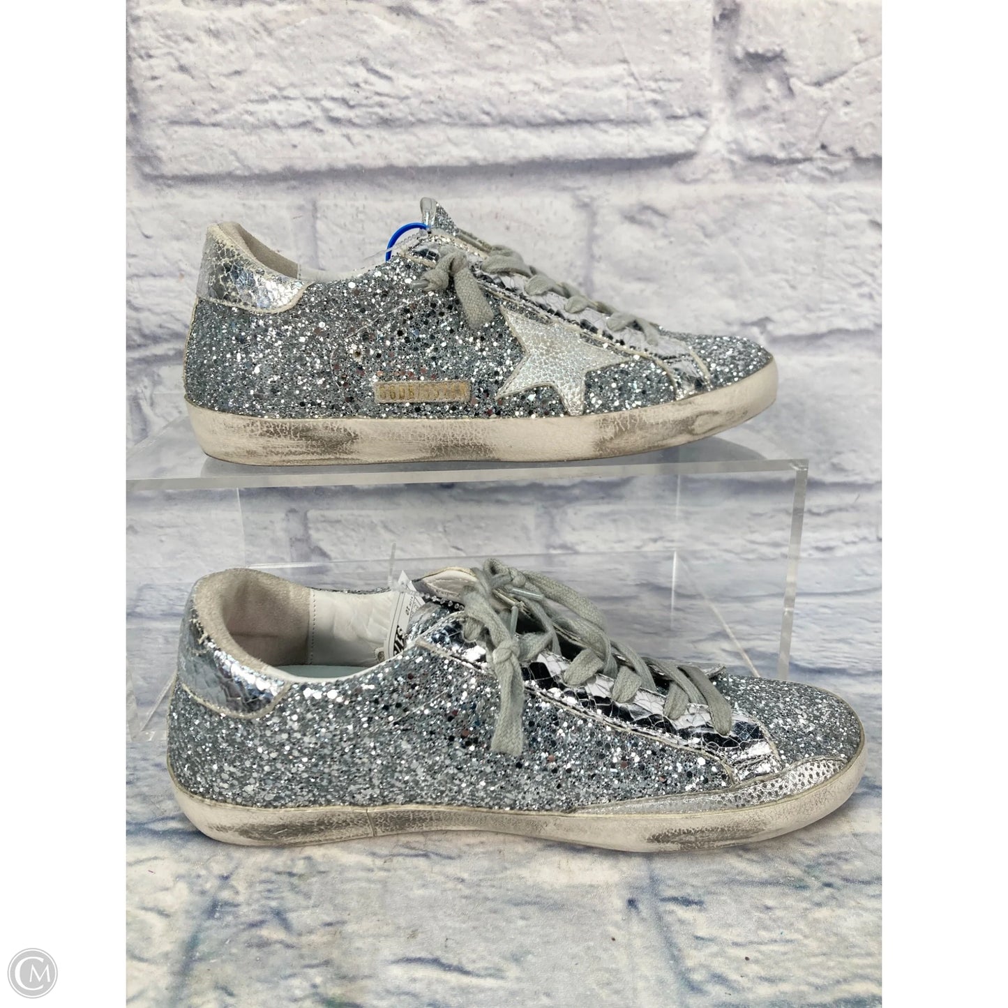 Shoes Luxury Designer By Golden Goose In Silver, Size: 10