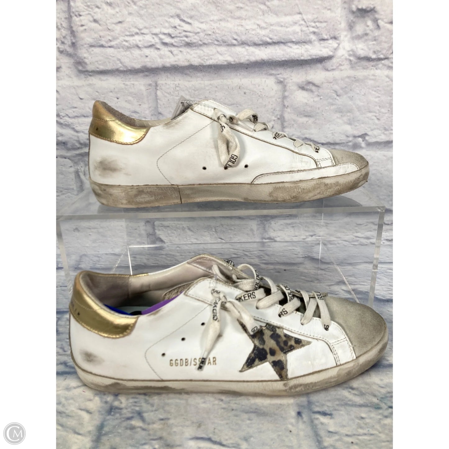 Shoes Luxury Designer By Golden Goose In Gold & White, Size: 10