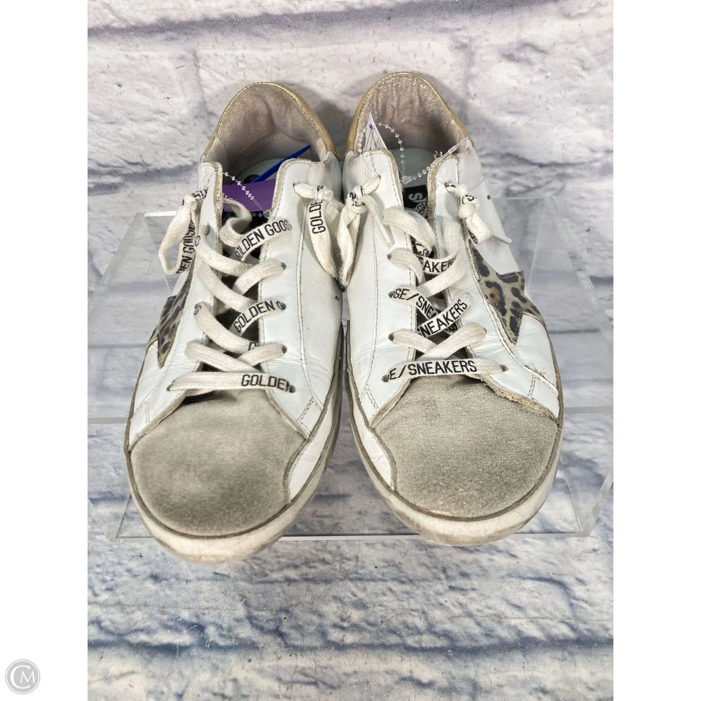 Shoes Luxury Designer By Golden Goose In Gold & White, Size: 10