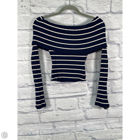 Top Long Sleeve By Meshki In Blue & White, Size: M