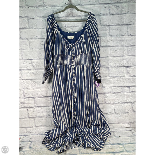 Dress Casual Maxi By Anthropologie In Blue & White, Size: L