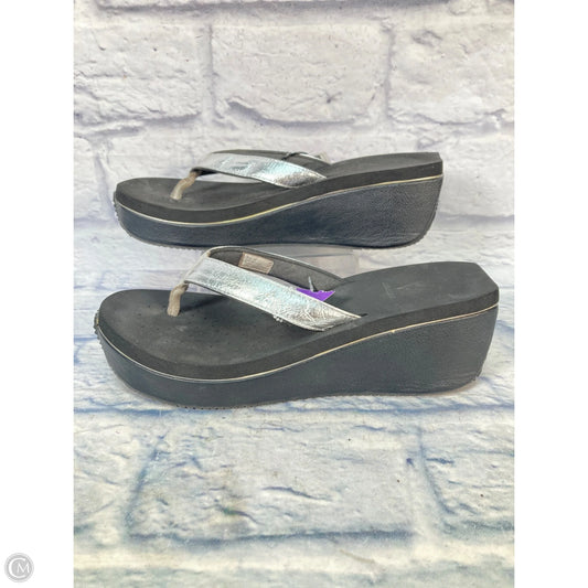 Sandals Heels Platform By Volatile In Black & Silver, Size: 11
