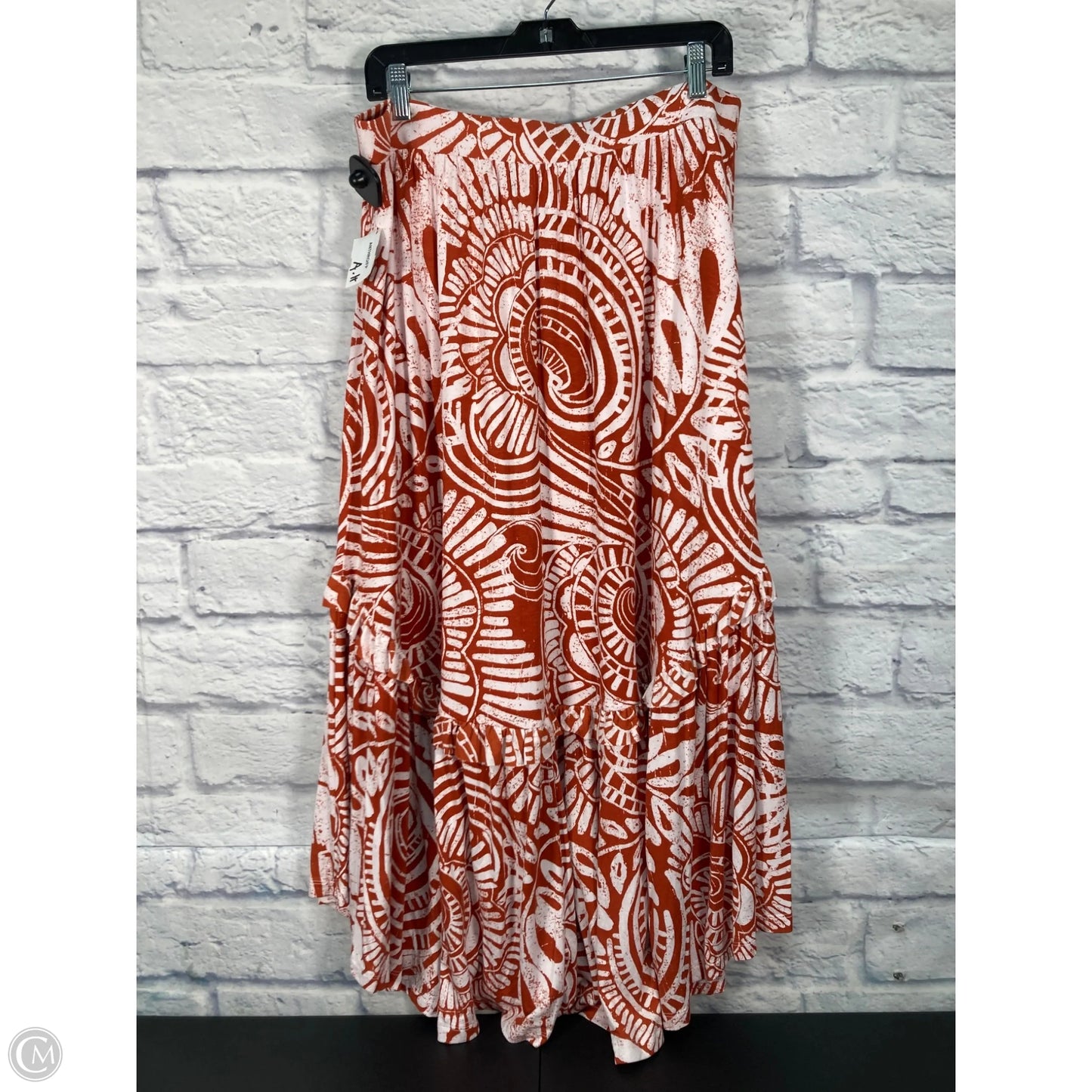 Skirt Maxi By Anthropologie In Cream & Orange, Size: Xl