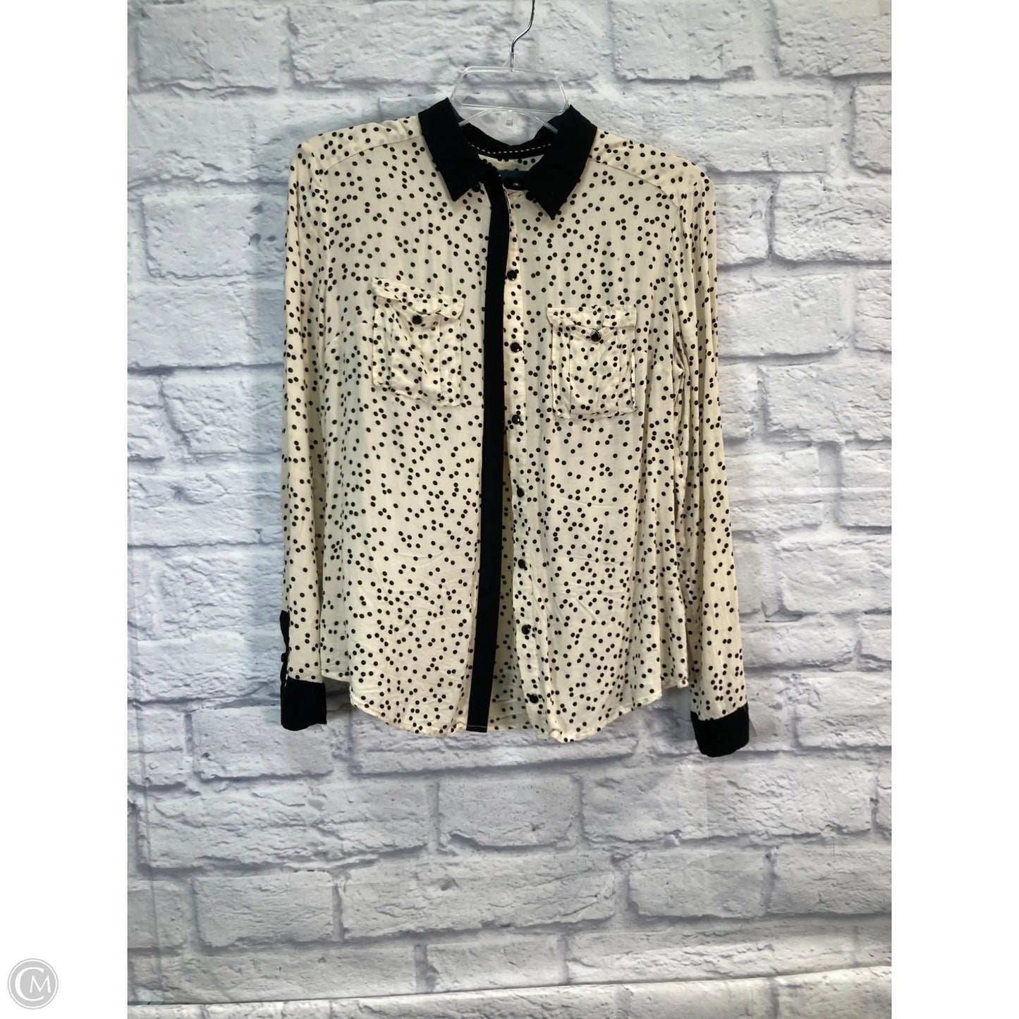 Blouse Long Sleeve By Maeve In Black & Cream, Size: Xs