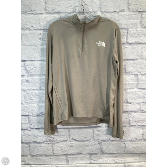 Athletic Top Long Sleeve Collar By The North Face In Beige, Size: L