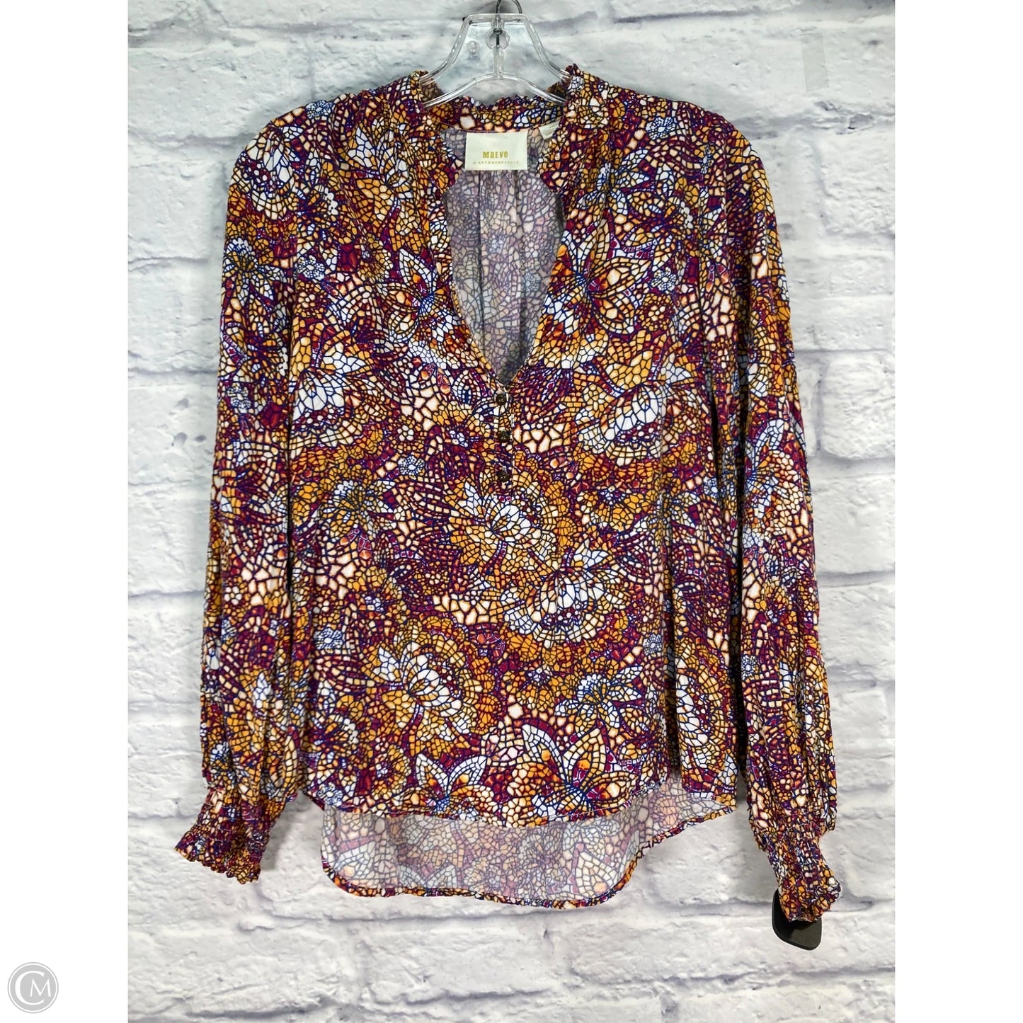 Top Long Sleeve By Maeve In Purple & Yellow, Size: Xs