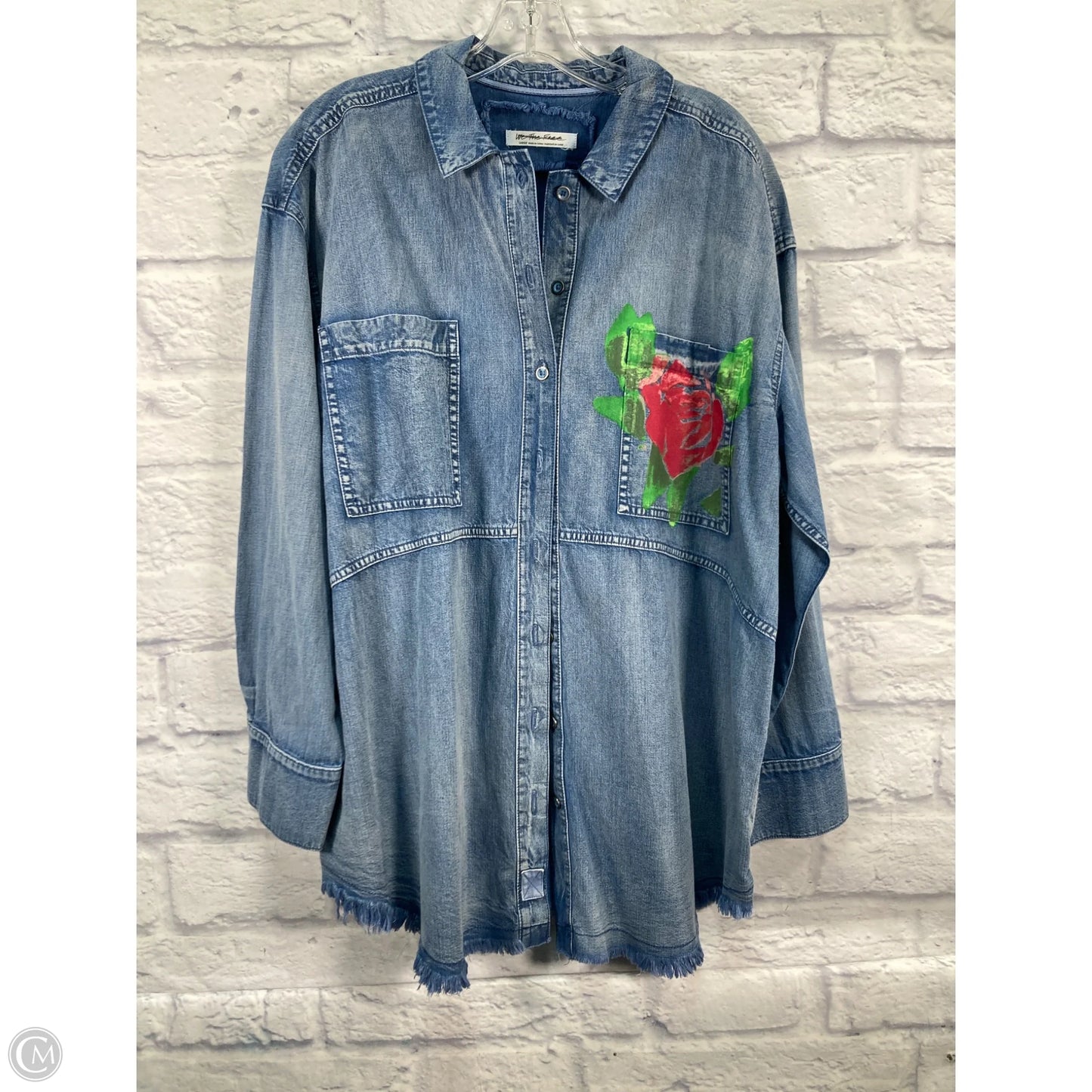 Top Long Sleeve By We The Free In Blue Denim, Size: L