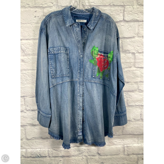 Top Long Sleeve By We The Free In Blue Denim, Size: L