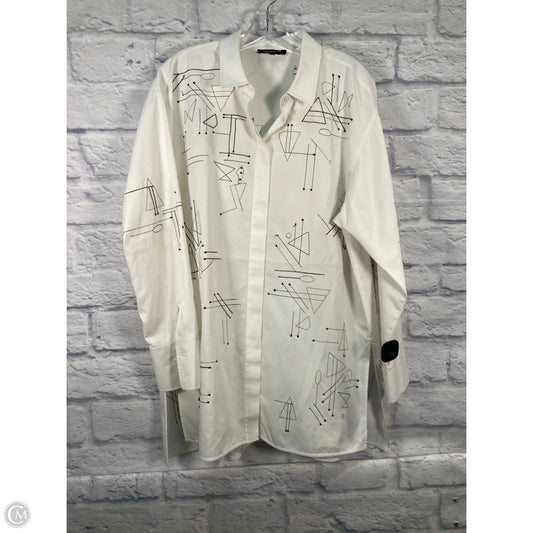 Top Long Sleeve By Lafayette 148 In Black & White, Size: Xl