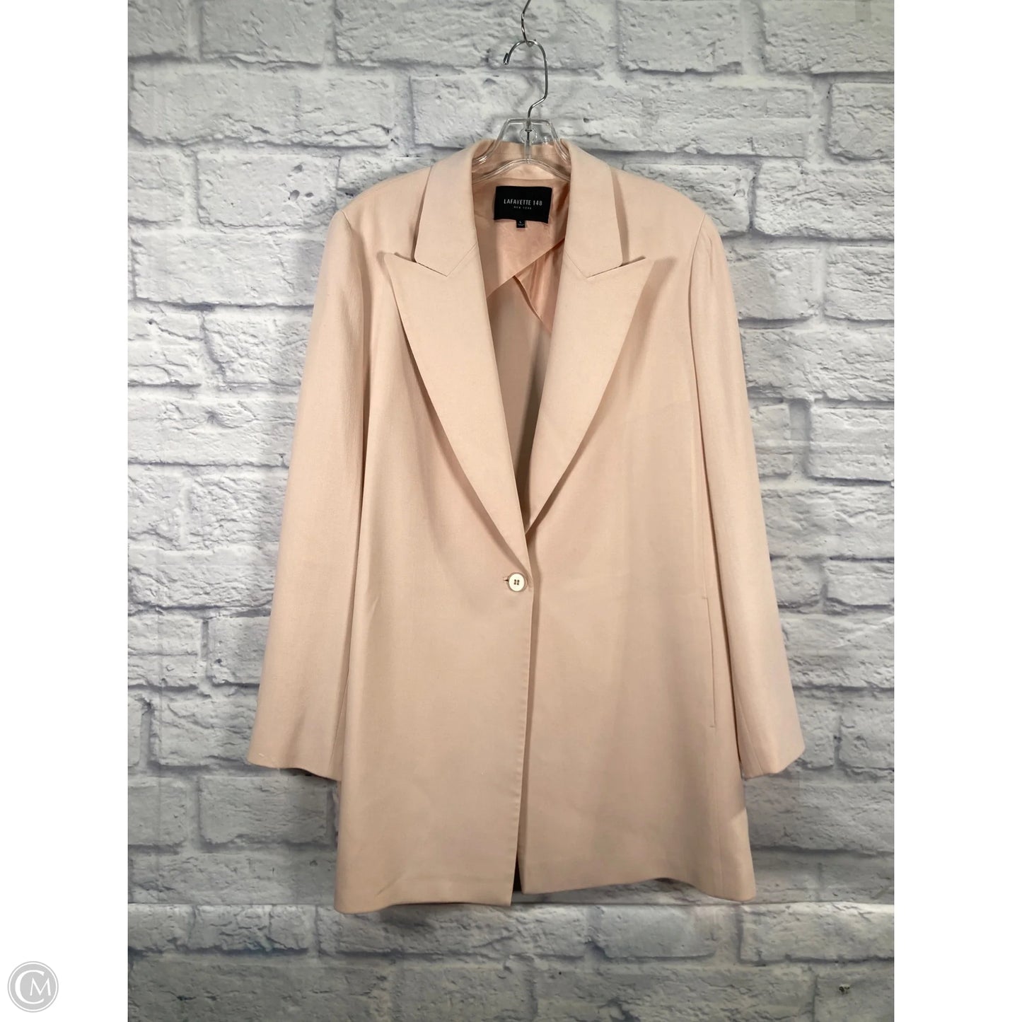 Blazer Designer By Lafayette 148 In Pink, Size: L