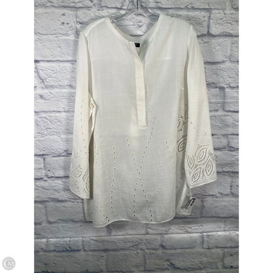Top Long Sleeve Designer By Lafayette 148 In White, Size: Xl
