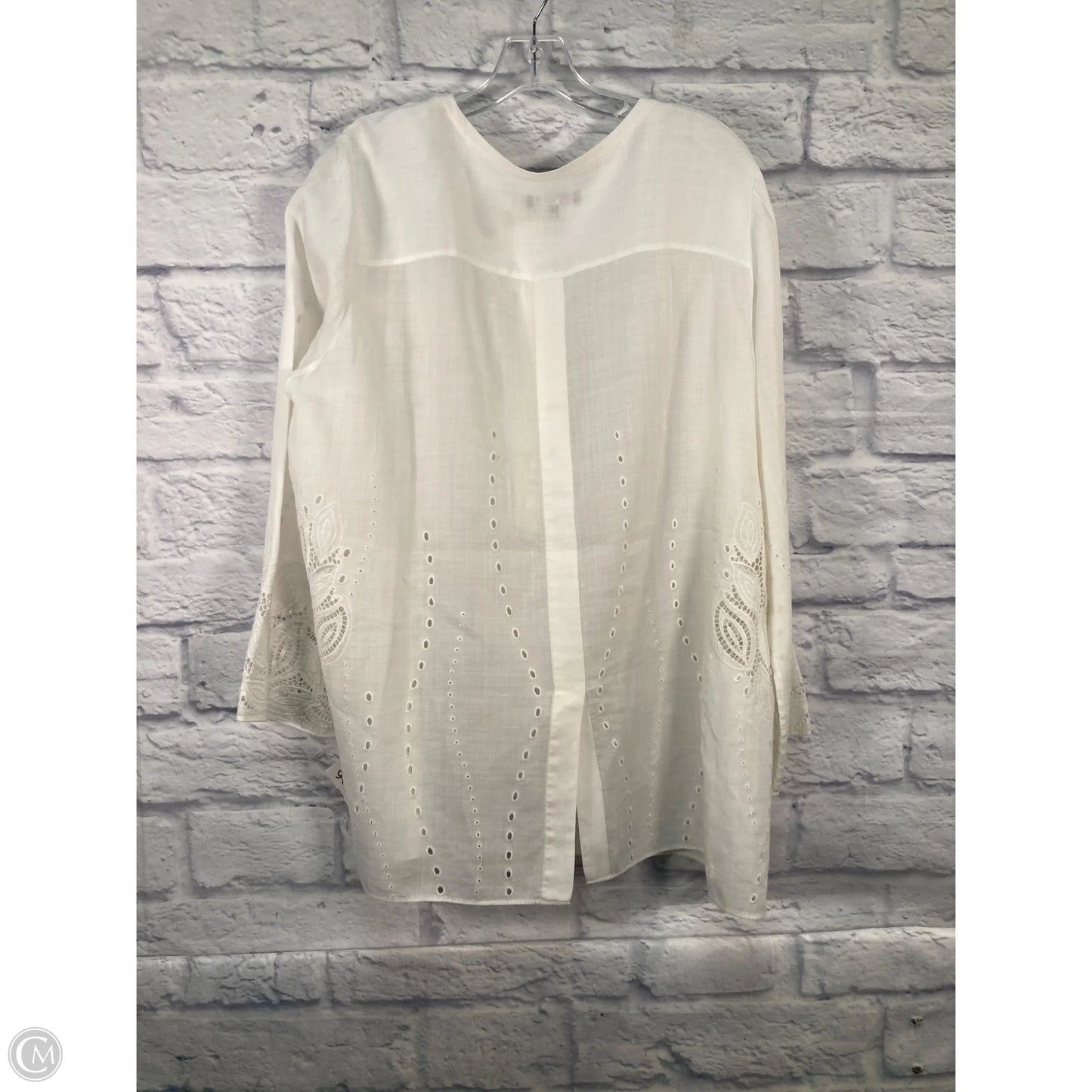 Top Long Sleeve Designer By Lafayette 148 In White, Size: Xl