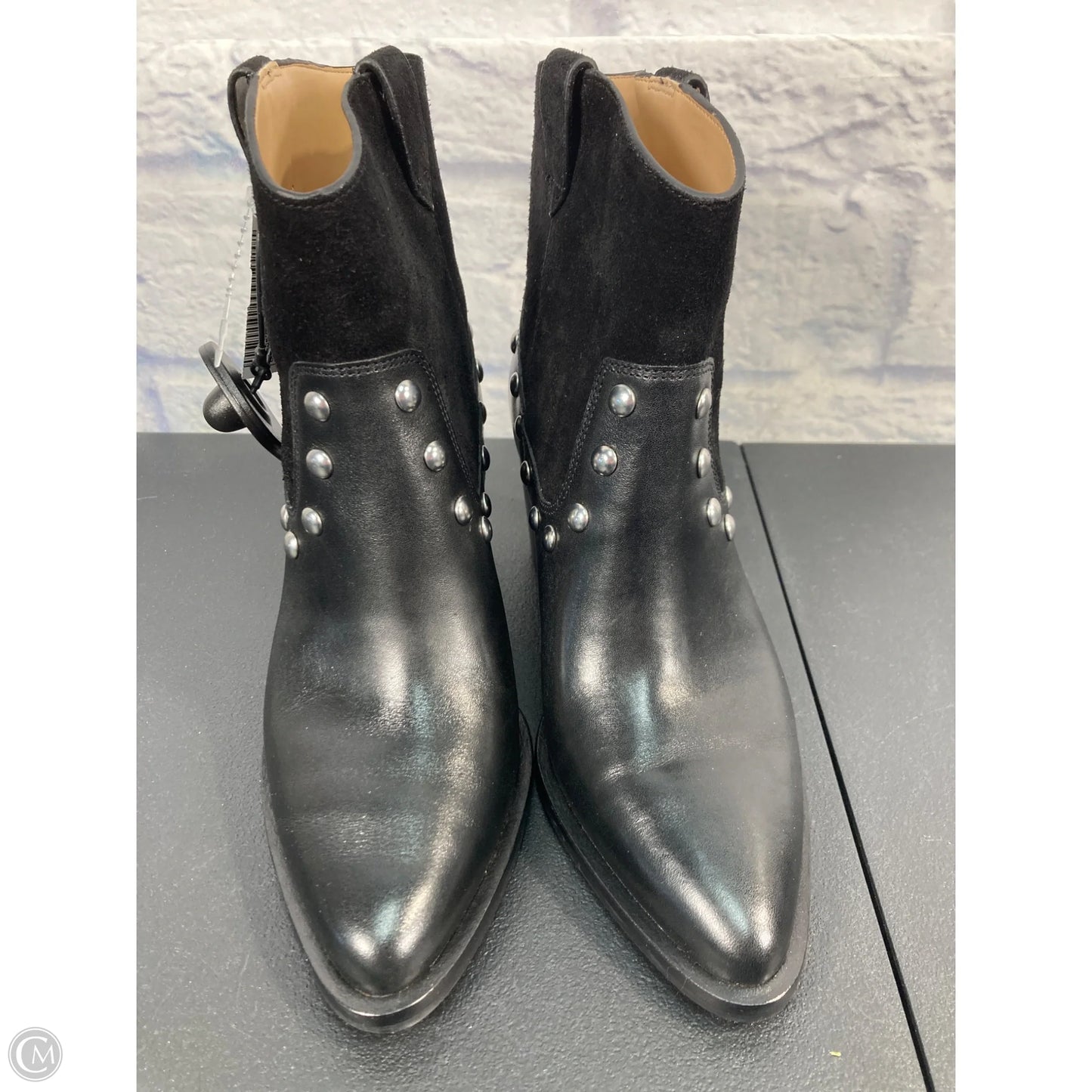 Boots Designer By Coach In Black & Silver, Size: 6