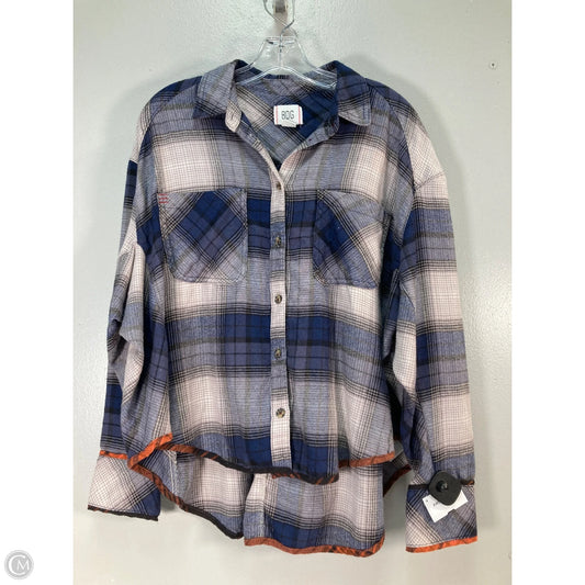 Top Long Sleeve By Bdg In Blue & Cream, Size: M