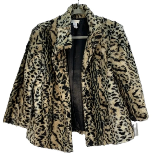 Jacket Faux Fur & Sherpa By Chicos In Animal Print, Size: M