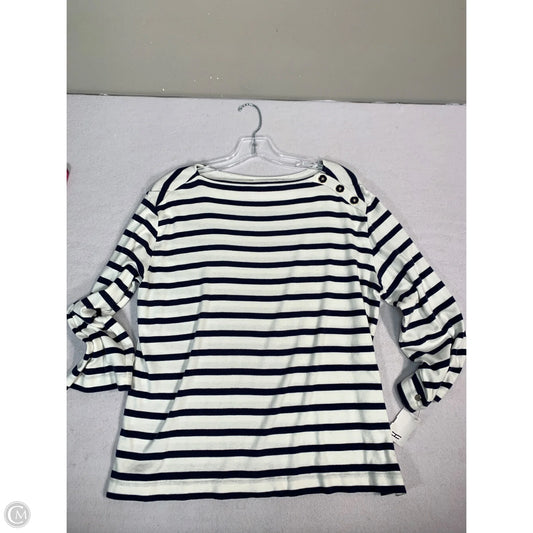 Top 3/4 Sleeve By Chicos In Blue & White, Size: L