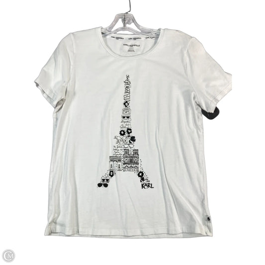 Top Short Sleeve Designer By Karl Lagerfeld In Black & White, Size: M