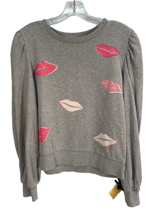 Sweatshirt Designer By Kate Spade In Grey & Pink, Size: S