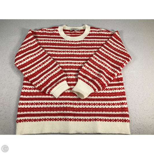 Sweater By Loft In Red & White, Size: L