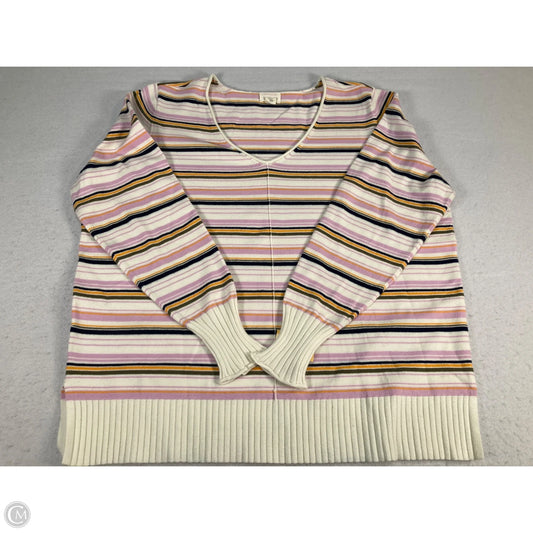 Sweater By Caslon In Cream & Pink, Size: L
