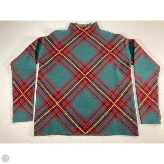 Sweater By Tahari In Green & Red, Size: Mp